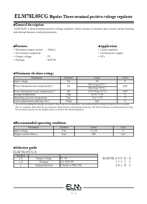 ELM78L05CG Datasheet PDF Elm Electronics