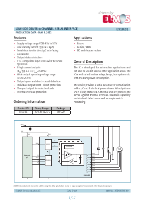 E910.01 Datasheet PDF ELMOS Semiconductor AG