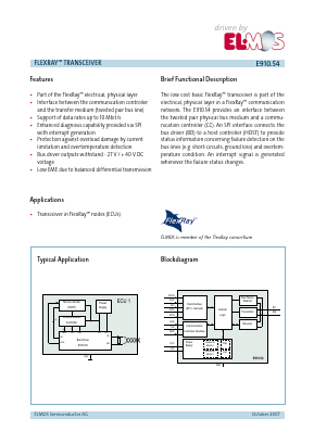 E910.54 Datasheet PDF ELMOS Semiconductor AG