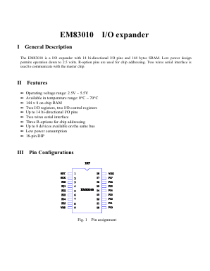 EM83010 Datasheet PDF ELAN Microelectronics