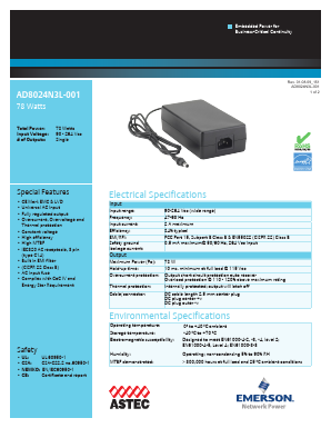 AD8024N3L-001 Datasheet PDF Emerson Network Power