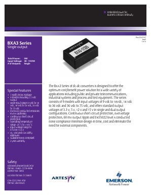 BXA3-24D05J Datasheet PDF Emerson Network Power