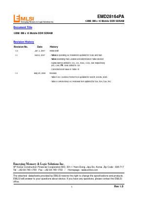 EMD28164PA Datasheet PDF Emerging Memory & Logic Solutions Inc