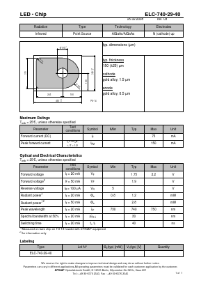 ELC-740-29-40 Datasheet PDF EPIGAP optoelectronic GmbH