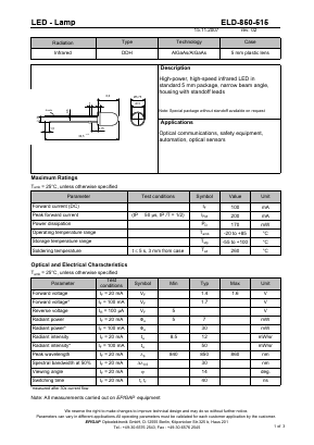 ELD-850-515 Datasheet PDF EPIGAP optoelectronic GmbH