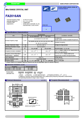 FA2016AN Datasheet PDF Seiko Epson Corp