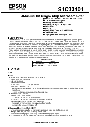 S1C33401 Datasheet PDF Seiko Epson Corp