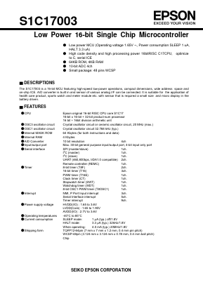 S1C17003 Datasheet PDF Seiko Epson Corp