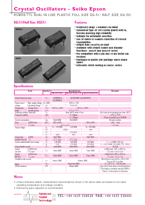 SG531 Datasheet PDF Seiko Epson Corp