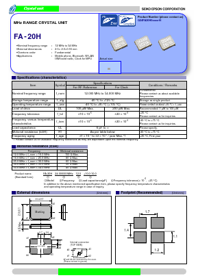 FA-20H Datasheet PDF Seiko Epson Corp