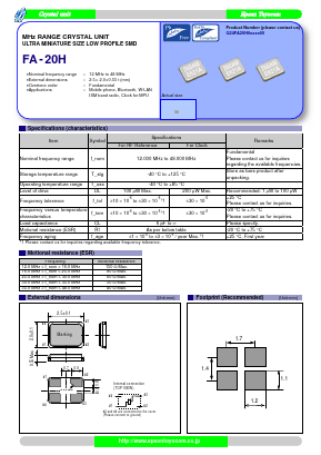 FA-20H Datasheet PDF Epson ToYoCom