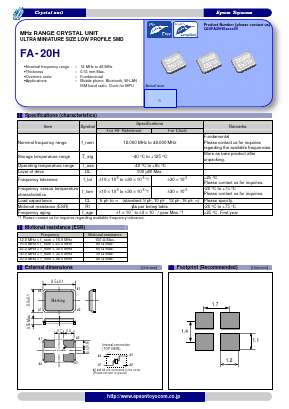 FA-20H Datasheet PDF Epson ToYoCom