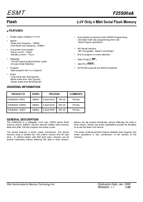 F25S004A Datasheet PDF [Elite Semiconductor Memory Technology Inc.