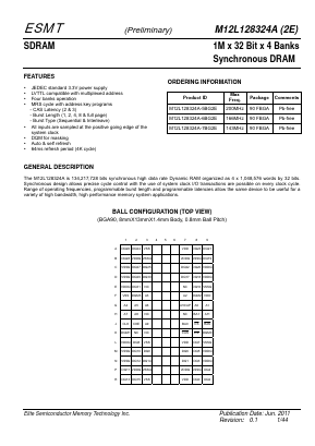 M12L128324A-2E Datasheet PDF [Elite Semiconductor Memory Technology Inc.