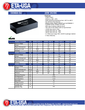 ODM20-SC Datasheet PDF ETA-USA