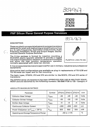 ZTX214 Datasheet PDF ETC