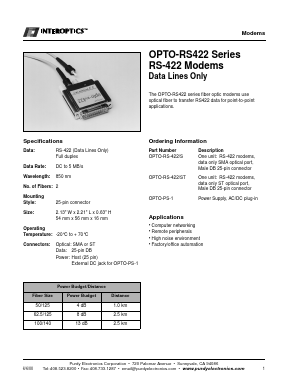 OPTO-RS-422/S Datasheet PDF ETC