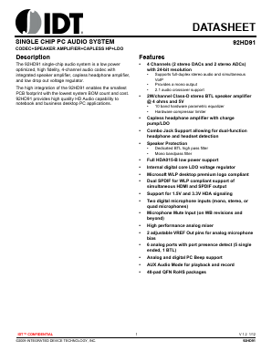 92HD91B1X5NLGIWCX8 Datasheet PDF ETC