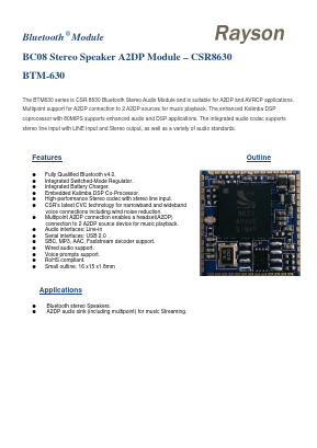 CSR8630 Datasheet PDF ETC