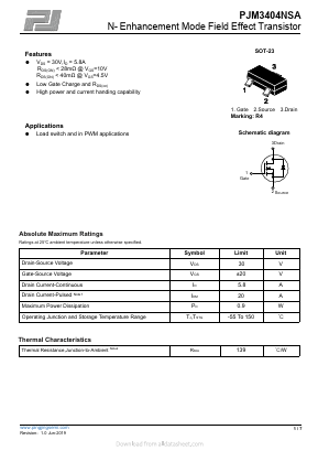 PJM3404NSA Datasheet PDF ETC