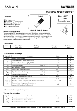 SW7N65 Datasheet PDF ETC2