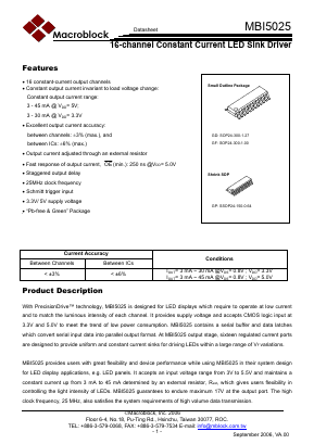 MBI5025 Datasheet PDF ETC2