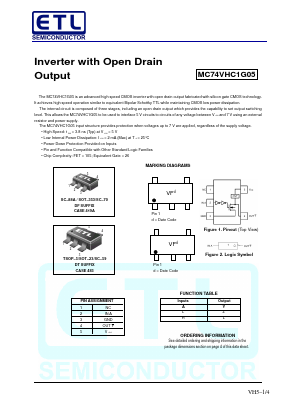 MC74VHC1G05 Datasheet PDF E-Tech Electronics LTD