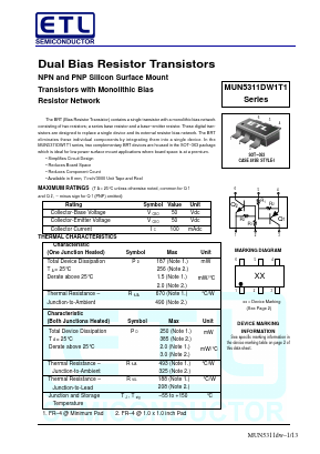MUN5312DW1T1 Datasheet PDF E-Tech Electronics LTD