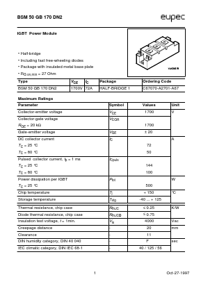 BSM50GB170DN2 Datasheet PDF eupec GmbH