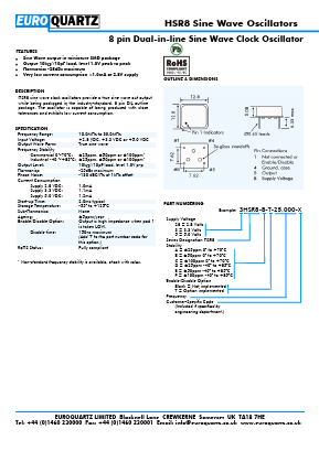 HSR8 Datasheet PDF EUROQUARTZ limited