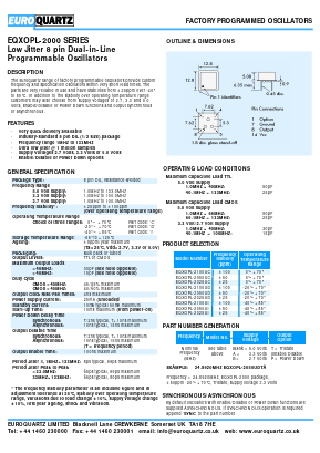 EQXOPL-2000 Datasheet PDF EUROQUARTZ limited