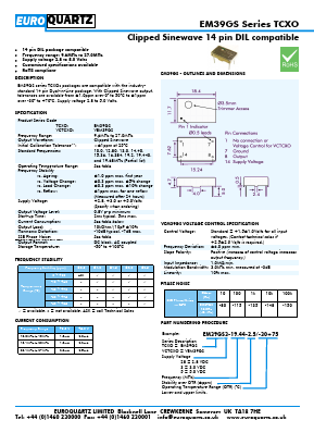 EM39GS Datasheet PDF EUROQUARTZ limited