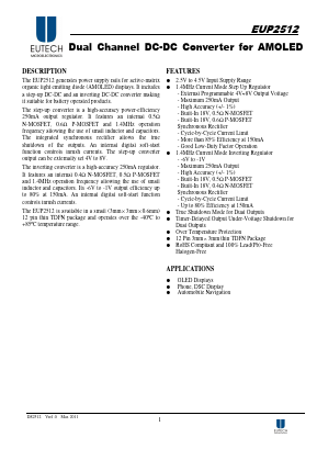 EUP2512 Datasheet PDF Eutech Microelectronics Inc