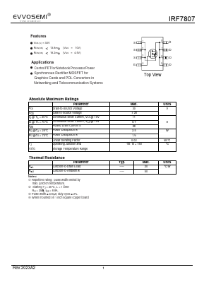 IRF7807TR Datasheet PDF VER SEMICONDUCTOR CO.,LIMITED