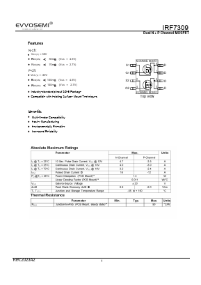 IRF7309 Datasheet PDF VER SEMICONDUCTOR CO.,LIMITED