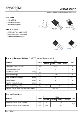 4N60D Datasheet PDF VER SEMICONDUCTOR CO.,LIMITED