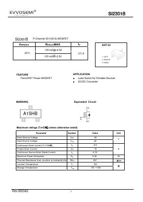 SI2301B Datasheet PDF VER SEMICONDUCTOR CO.,LIMITED