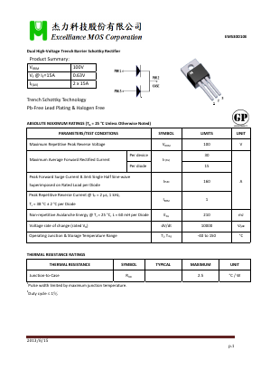 EMS30D10E Datasheet PDF Excelliance MOS Corp.