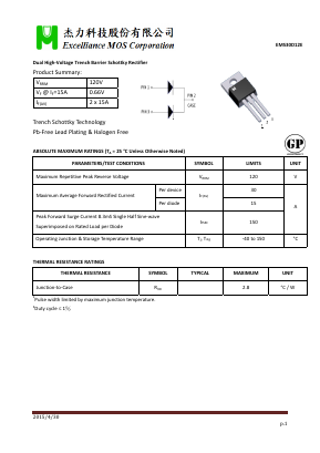 EMS30D12E Datasheet PDF Excelliance MOS Corp.