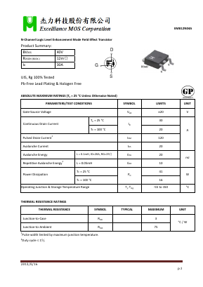 EMB12N04A Datasheet PDF Excelliance MOS Corp.