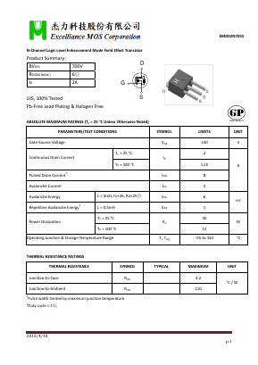 EMD02N70CS Datasheet PDF Excelliance MOS Corp.