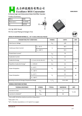 EMB12N03V Datasheet PDF Excelliance MOS Corp.