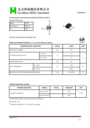 EMF44P02JS Datasheet PDF Excelliance MOS Corp.