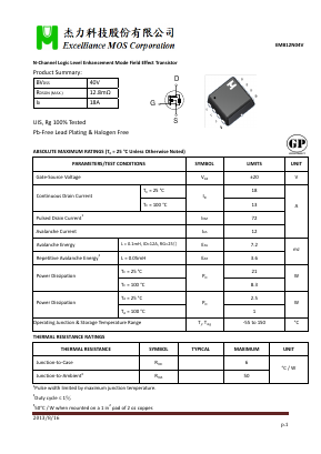 EMB12N04V Datasheet PDF Excelliance MOS Corp.