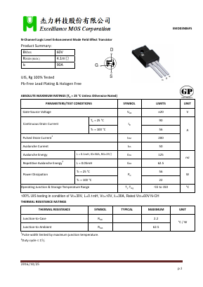 EMD03N06FS Datasheet PDF Excelliance MOS Corp.