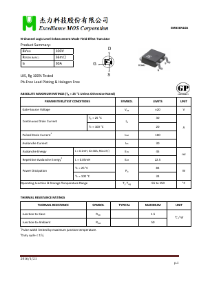 EMB36N10A Datasheet PDF Excelliance MOS Corp.