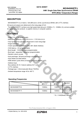 M2V64S50ETP-I Datasheet PDF Elpida Memory, Inc