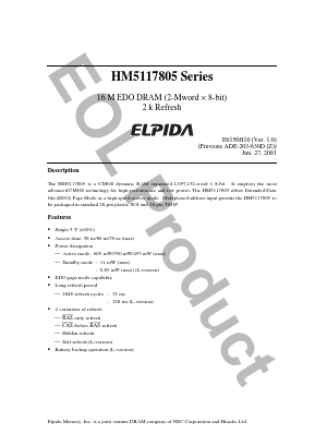 HM5117805TT-5 Datasheet PDF Elpida Memory, Inc