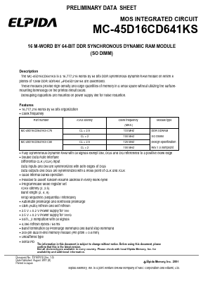 MC-45D16CD641KS Datasheet PDF Elpida Memory, Inc