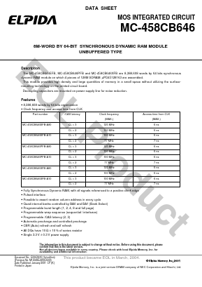 MC-458CB646PFB-A10 Datasheet PDF Elpida Memory, Inc
